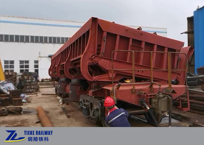 50km/h ব্যালাস্ট স্টিল স্ল্যাগ সাইড ডাম্প কার ওয়াগন 1435 মিমি গেজ দ্রুত টিপিং আনলোডিং